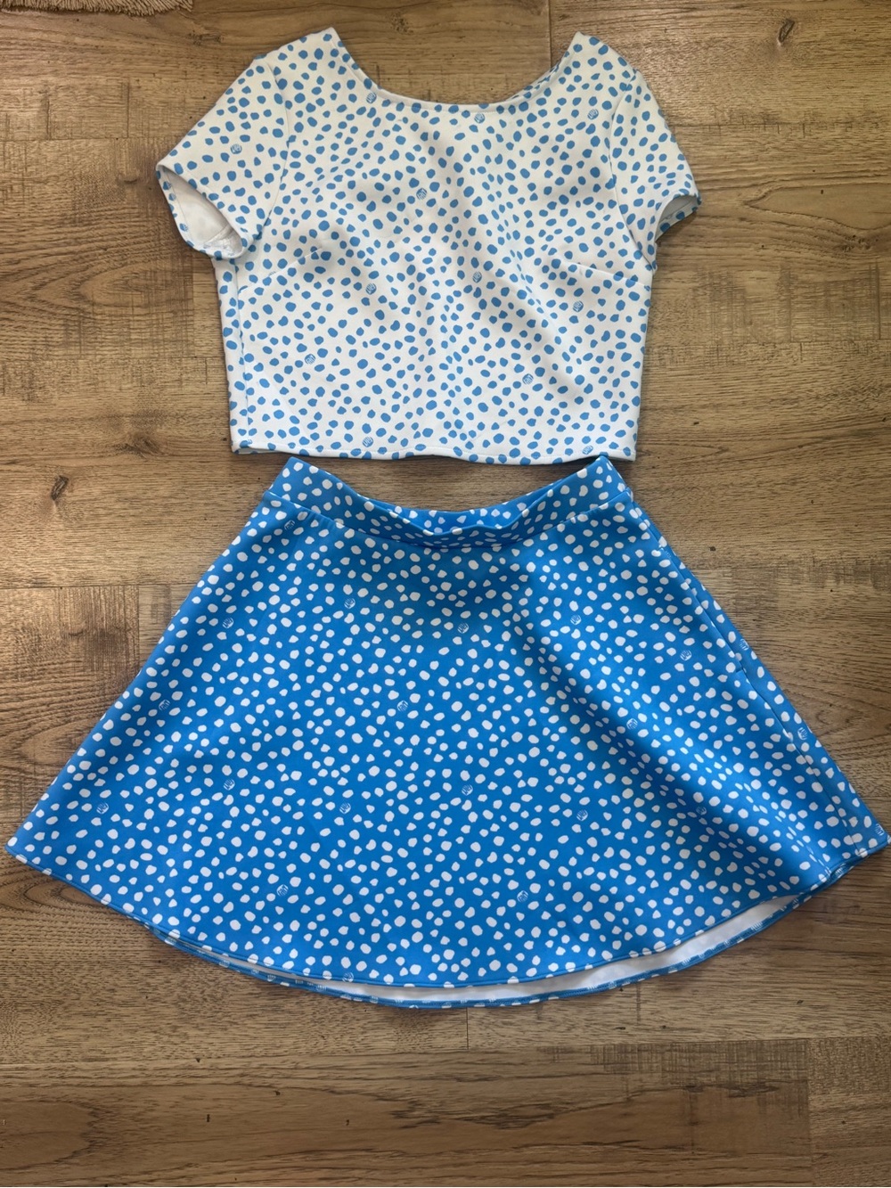 Lilly Pulitzer Blue and White Polka Dot Flared Skirt - Kids